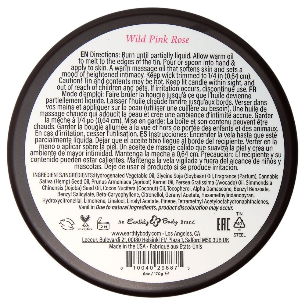 Earthly Body Aphrodisiac Massage Candle - Wild Pink Rose 170g