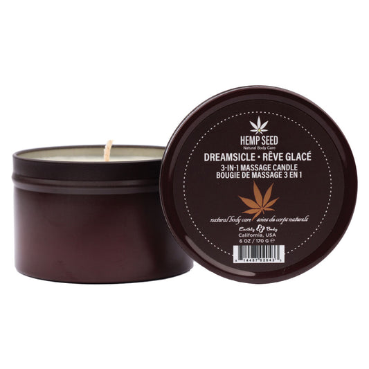 Earthly Body Hemp Seed 3-In-1 Massage Candle - Dreamsicle (Tangerine & Plum) - 170g