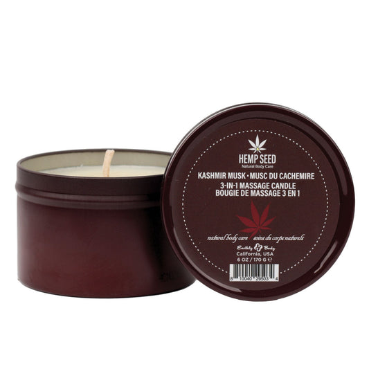 Earthly Body Hemp Seed 3-In-1 Massage Candle - Kashmir Musk (Brandy, Magnolia & Vanilla Musk) - 170g