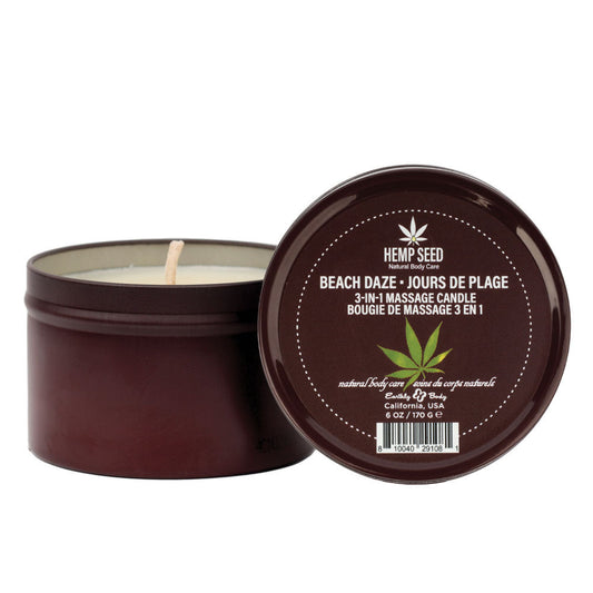Earthly Body Hemp Seed 3-In-1 Massage Candle - Beach Daze (Coconut & Pineapple) Scented - 170g