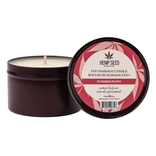 Earthly Body Hemp Seed 3-In-1 Massage Candle - Summer Fling (Juicy Pear, Violet, Radiant Amber) - 170g