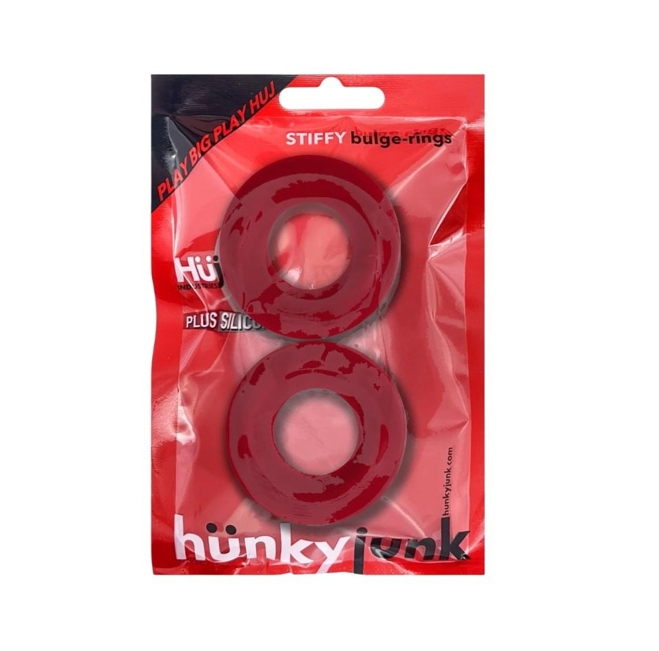 HunkyJunk Stiffy Bulge Rings No-Roll Cockrings Cherry Ice - 2 Pack