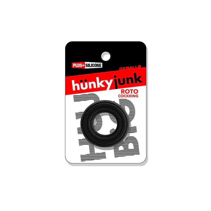Hunkyjunk Roto Grooved Gripper-ribbed Cockring Black Fog
