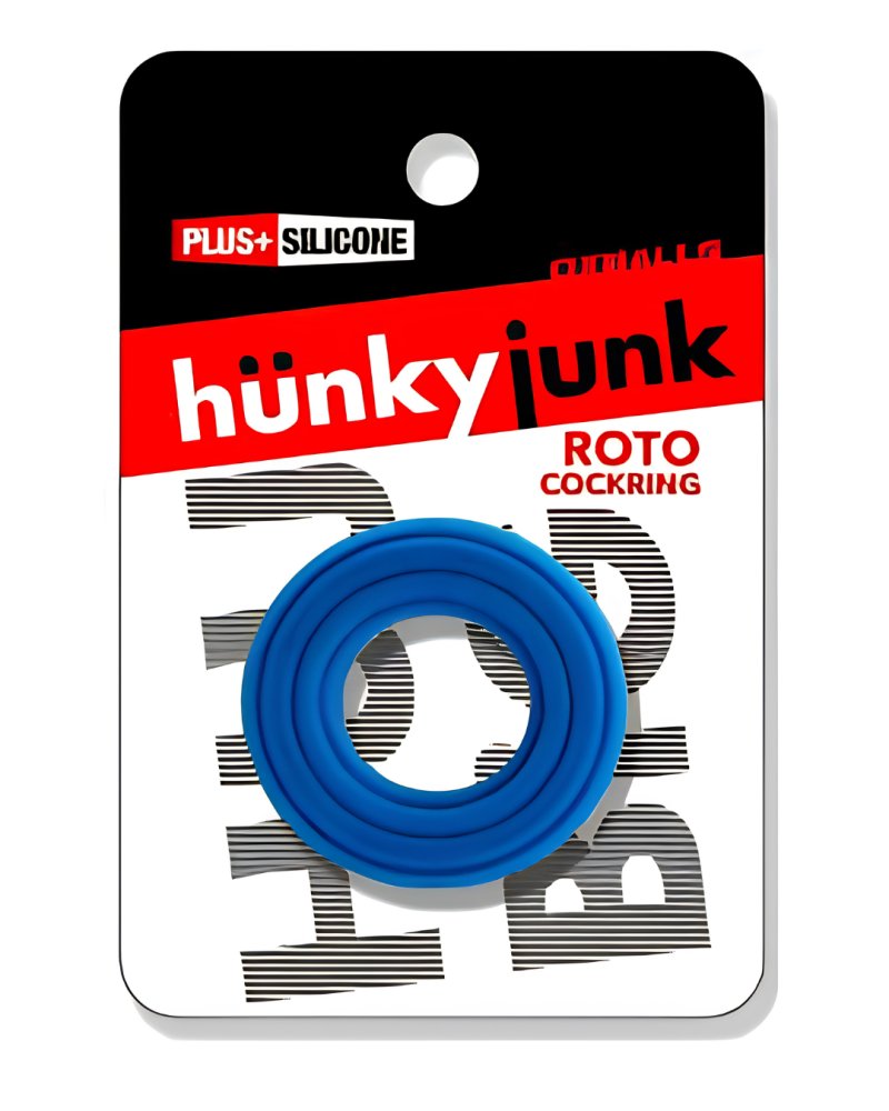 Hunkyjunk Roto Grooved Gripper-ribbed Cockring Teal Fizz