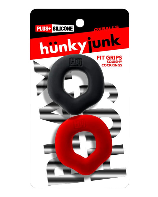 Hunkyjunk Fit Grips 2-pack Ergo-fit Cockrings Black/Red