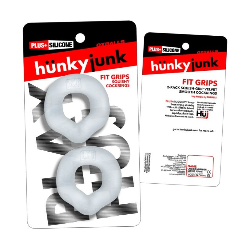 Hunkyjunk Fit Grips 2-pack Ergo-fit Cockrings Clear/Clear
