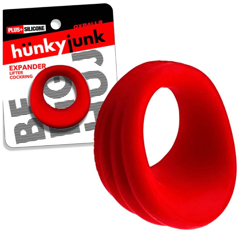 Hunkyjunk Expander Slimmer Scoop Style Cockring Red Velvet