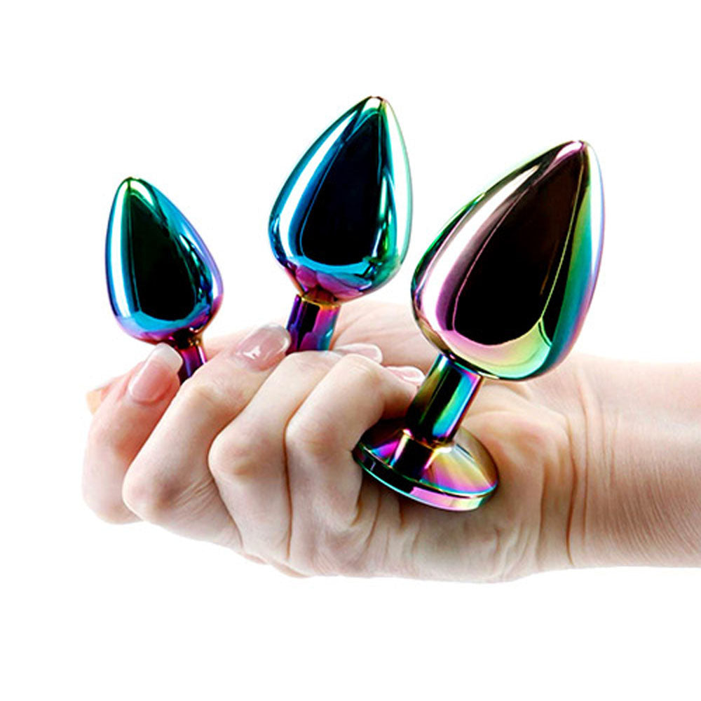 Adam & Eve Rainbow Heart Gem Anal Training Set - Multicoloured Plugs with Gem Bases - Set of 3 Sizes