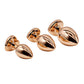 Adam & Eve Rose Gold Heart Gem Anal Training Set - Rose Gold Plugs with Gem Bases - Set of 3 Sizes