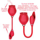 Icon Brands | Wild Rose Suction & Bullet Red USB Rechargeable Air Pulse & Bullet Stimulator