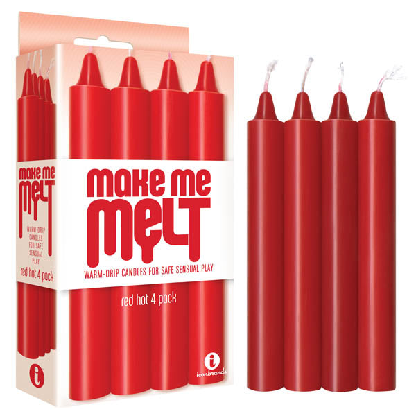 Icon Brands | Make Me Melt Drip Candles - Red Hot Drip Candles - 4 Pack