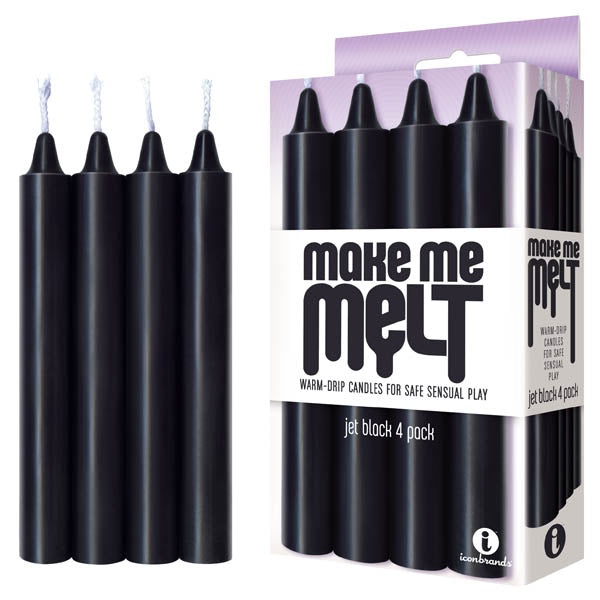 Icon Brands | Make Me Melt Drip Candles - Jet Black Drip Candles - 4 Pack