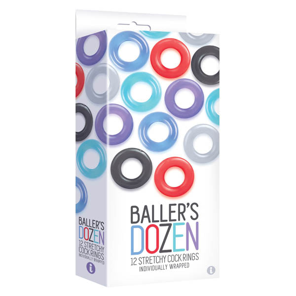 Icon Brands | Baller's Dozen - Smooth Individually Wrapped Cock Rings - Pack of 12