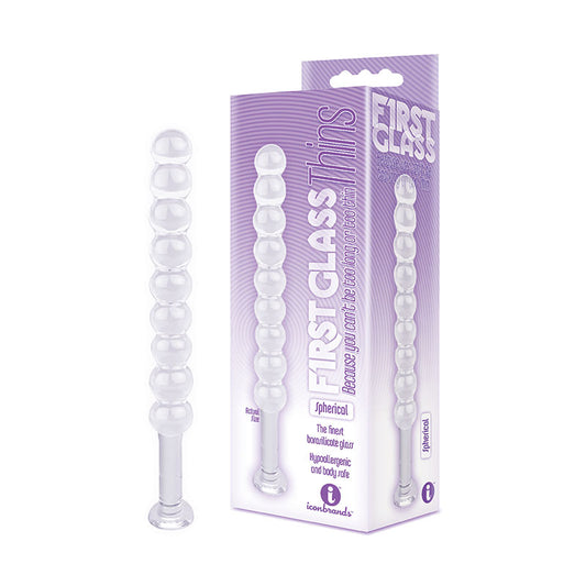 Icon Brands | The 9's First Glass Thins Spherical Anal Beads 7" Glass Dildo