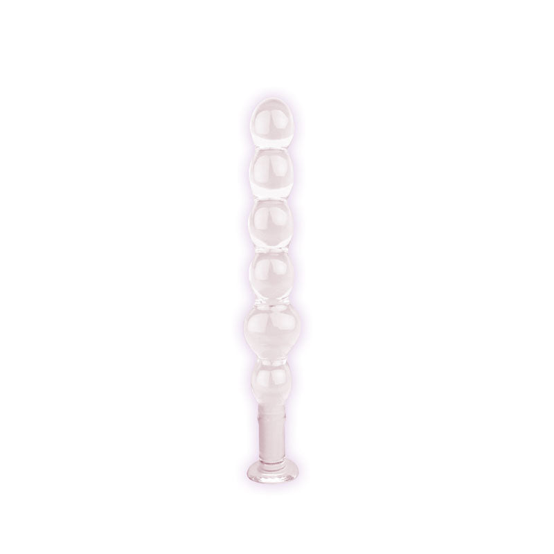 Icon Brands | The 9's First Glass Thins Elliptical Anal Beads 7" Glass Dildo