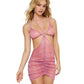 Dreamgirl Iridescent Lurex Mesh Garter Slip and G-string Set Pink Size OS