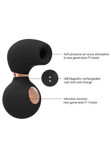 Shots Toys | Invincible Clitoral Stimulation Air Pulsation Vibrator Black
