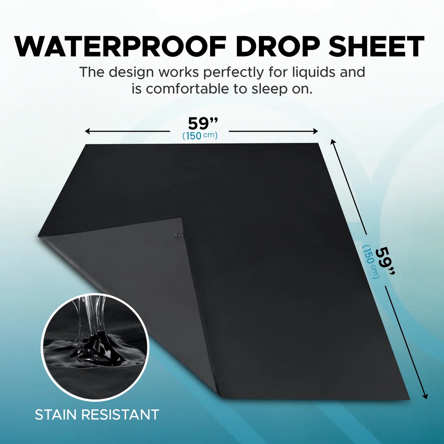 Eroticgel Waterproof Drop Sheet Black 150cm x 150cm