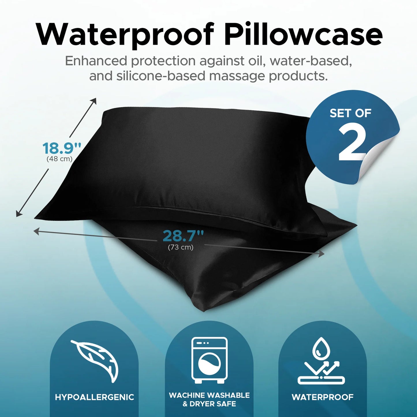 Eroticgel Waterproof Pillowcase Set of Two 48cm x 73cm