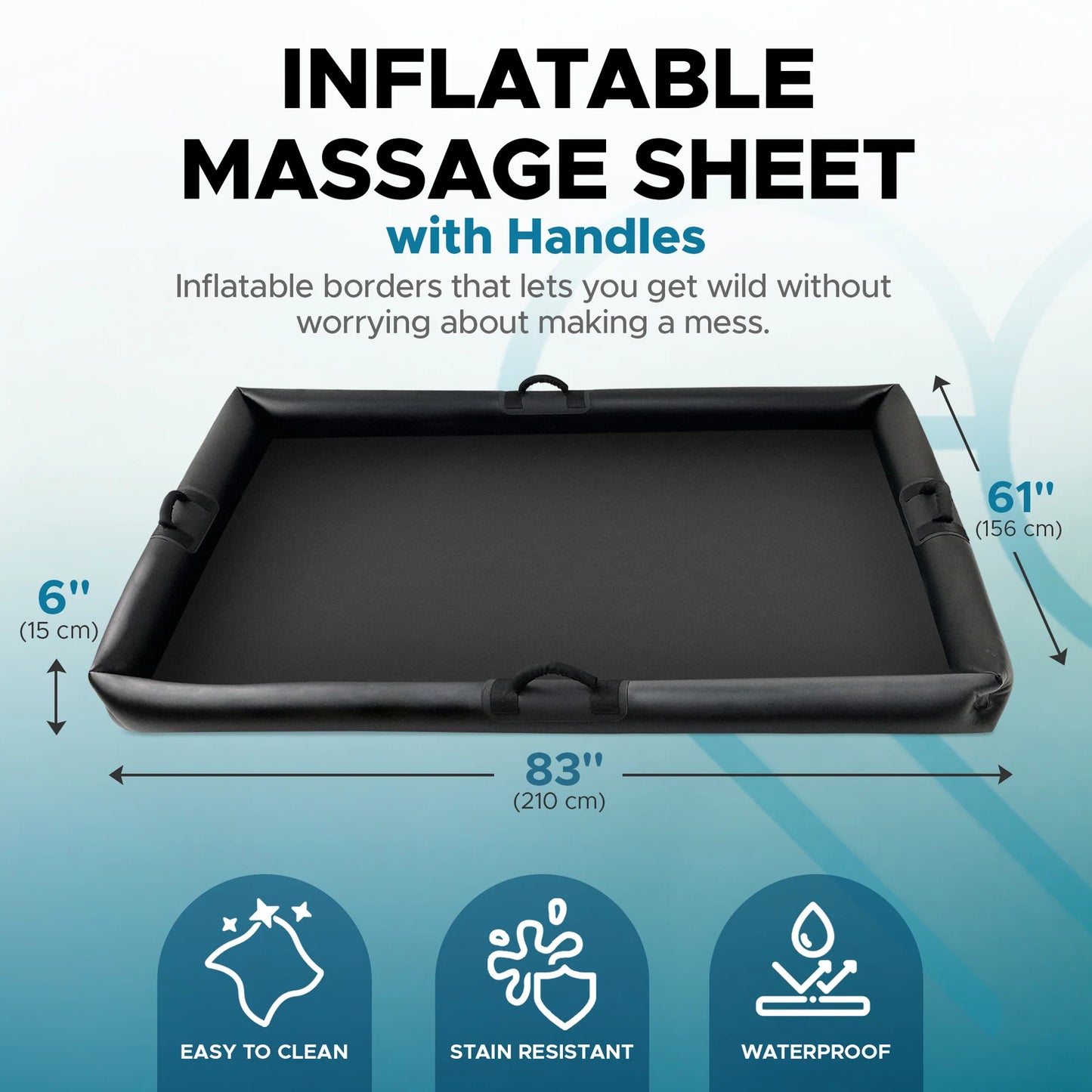 Eroticgel Nuru Inflatable Waterproof Massage Sheet with Handles 210cm x 156cm x 16cm