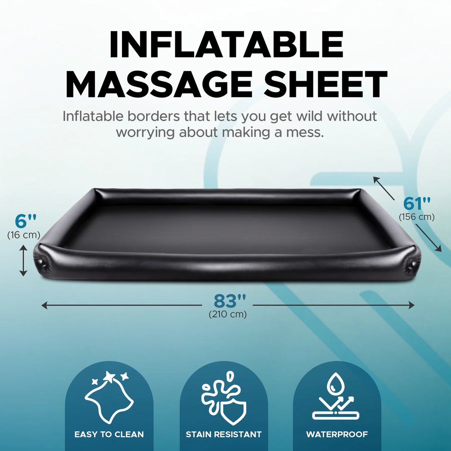 Eroticgel Nuru Inflatable Waterproof Massage Sheet 210cm x 156cm x 16cm
