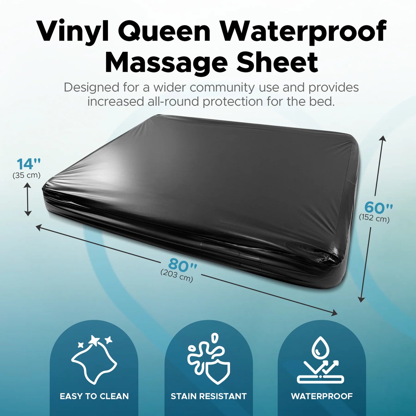 Eroticgel Vinyl Fitted Waterproof Fitted Bed Sheet - QUEEN 152cm x 203cm x 35cm