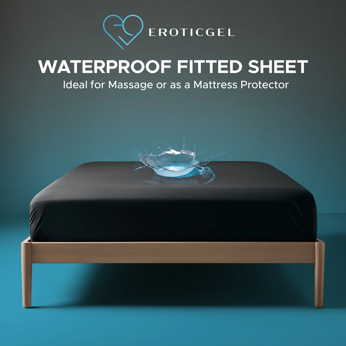 Eroticgel SUPER KING Waterproof Fitted Sheet 204cm x 204cm + 35cm