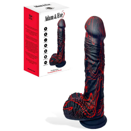Adam & Eve THE BEDROCKER - Black/Red Thrusting Dildo with Wireless Remote