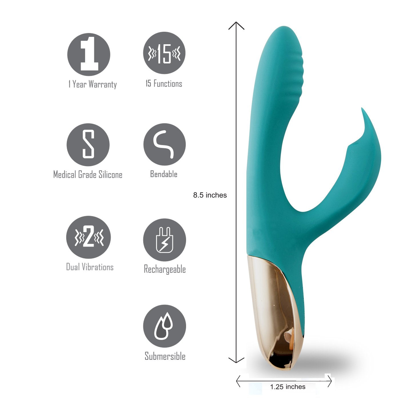 Maia Toys | Maia Skyler Green 21.6cm USB Rechargeable Bendable Rabbit Vibrator