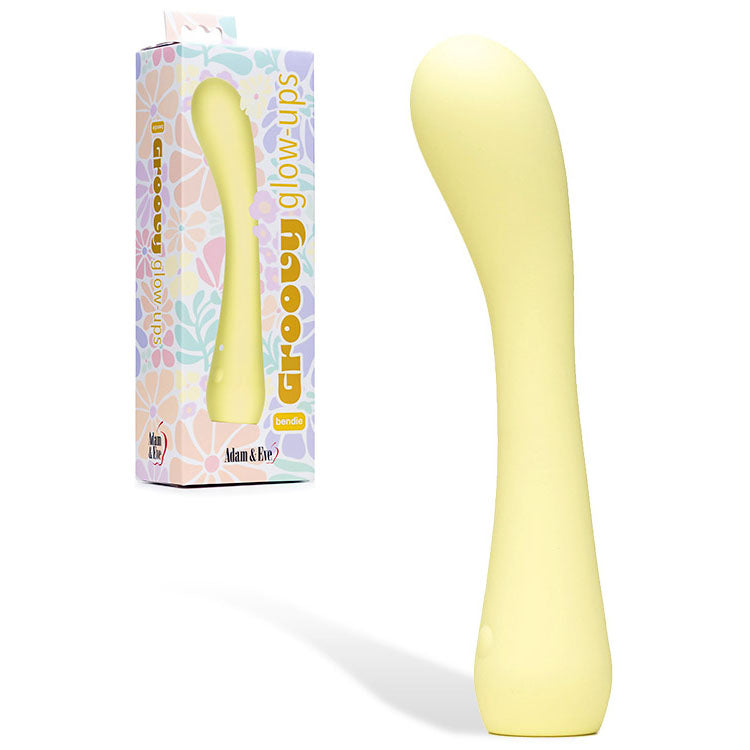 Adam & Eve GROOVY GLOW-UPS Bendie - Yellow Flexible G-Spot Vibrator with LED Base