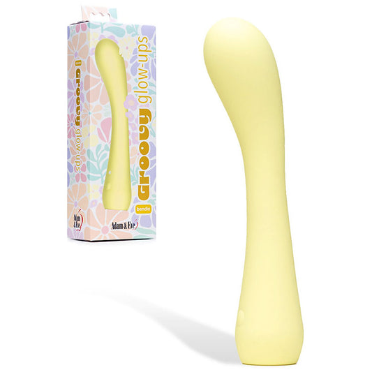 Adam & Eve GROOVY GLOW-UPS Bendie - Yellow Flexible G-Spot Vibrator with LED Base