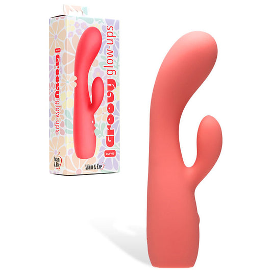 Adam & Eve GROOVY GLOW-UPS Curvie - Red Rabbit Vibrator with LED Base