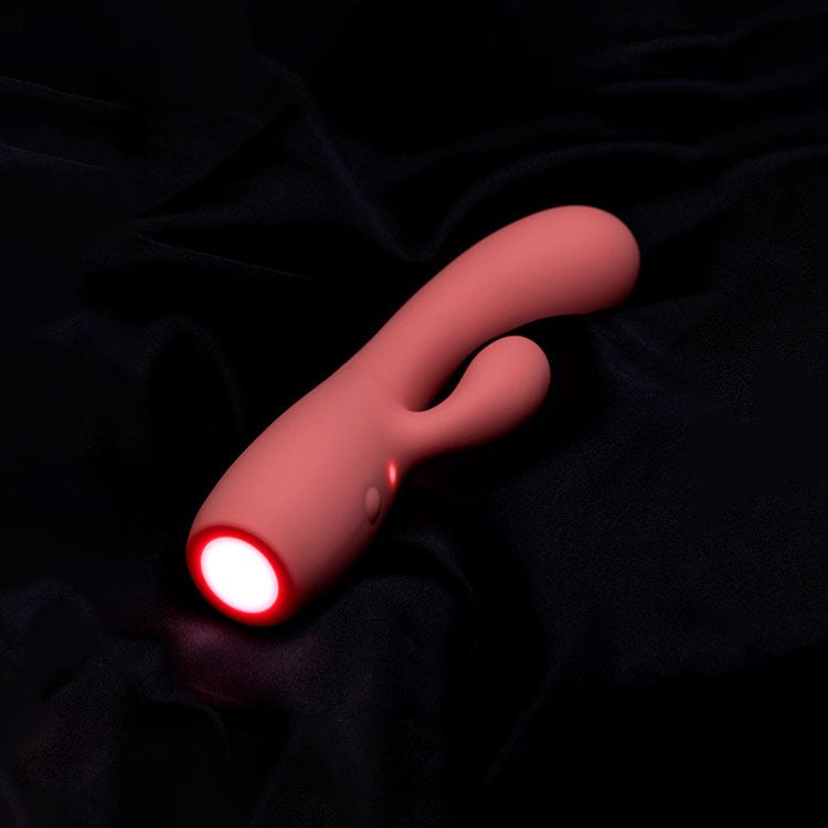 Adam & Eve GROOVY GLOW-UPS Curvie - Red Rabbit Vibrator with LED Base