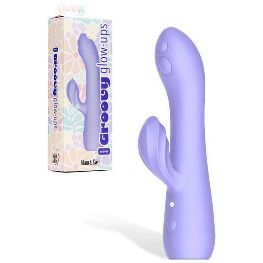 Adam & Eve GROOVY GLOW-UPS Wavie - Purple Rabbit Vibrator with LED Bas