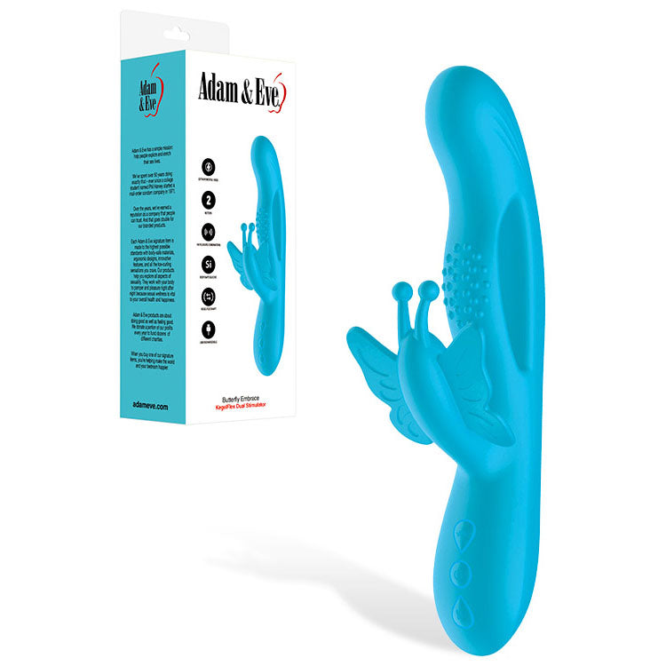 Adam & Eve BUTTERFLY EMBRACE Rabbit Vibrator - Blue