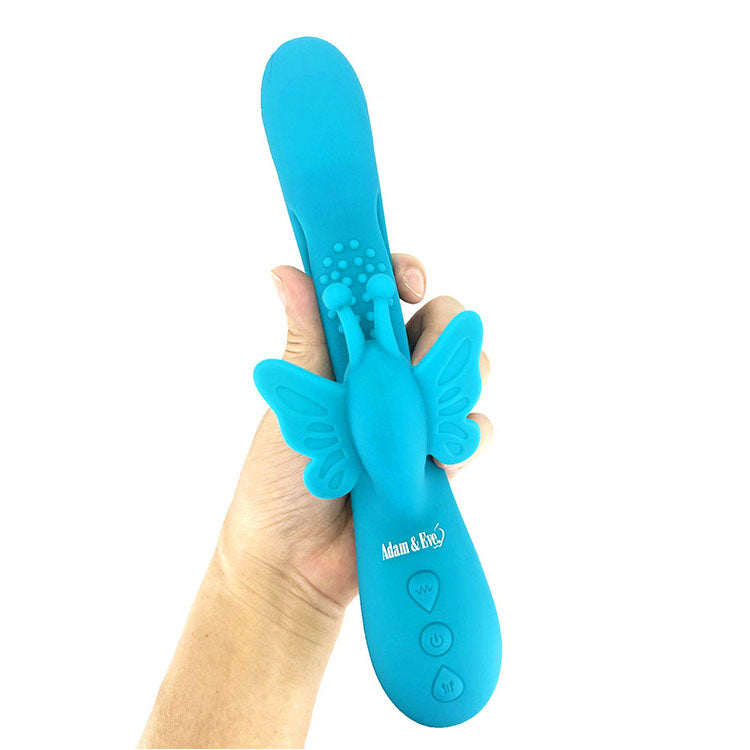 Adam & Eve BUTTERFLY EMBRACE Rabbit Vibrator - Blue