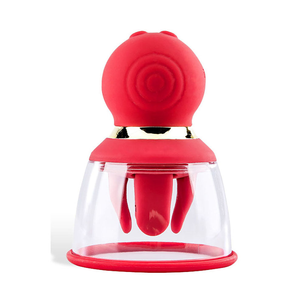 Adam & Eve SQUEEZE-N-PLEASE Vaginal Pump with Massaging Tongue and Fingers - Red