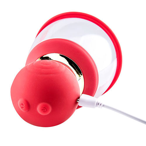 Adam & Eve SQUEEZE-N-PLEASE Vaginal Pump with Massaging Tongue and Fingers - Red