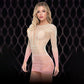 Lapdance Pink Dusk Long Sleeve Mini Dress Cream/Pink  Size OS