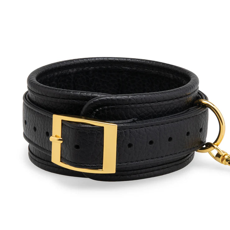 Lux Fetish Solid Gold Expandable Spreader Bar Set With Detachable Leatherette Cuffs