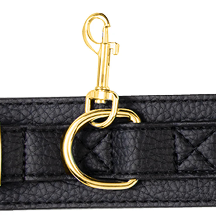 Lux Fetish Solid Gold Expandable Spreader Bar Set With Detachable Leatherette Cuffs