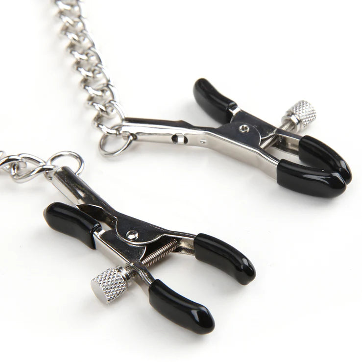 Lux Fetish Collar And Nipple Clips + Blindfold
