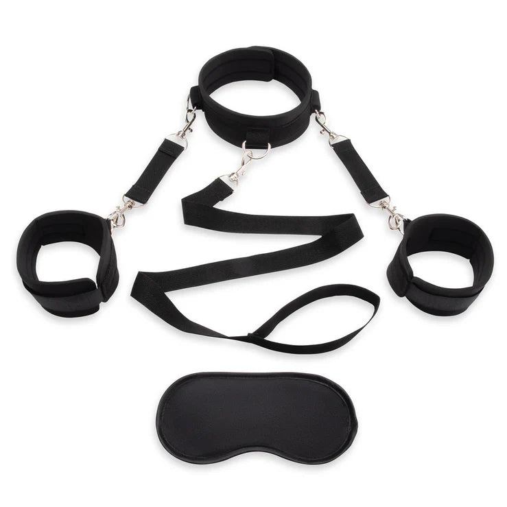 Lux Fetish Collar & Leash Set With Removable Cuffs