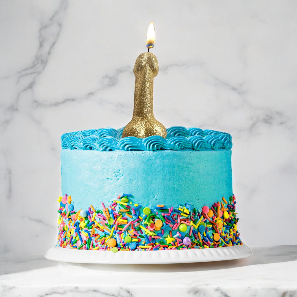 Little Genie | Glitterati Gold Glitter Penis Candle - Gold 10cm Penis Party Candle