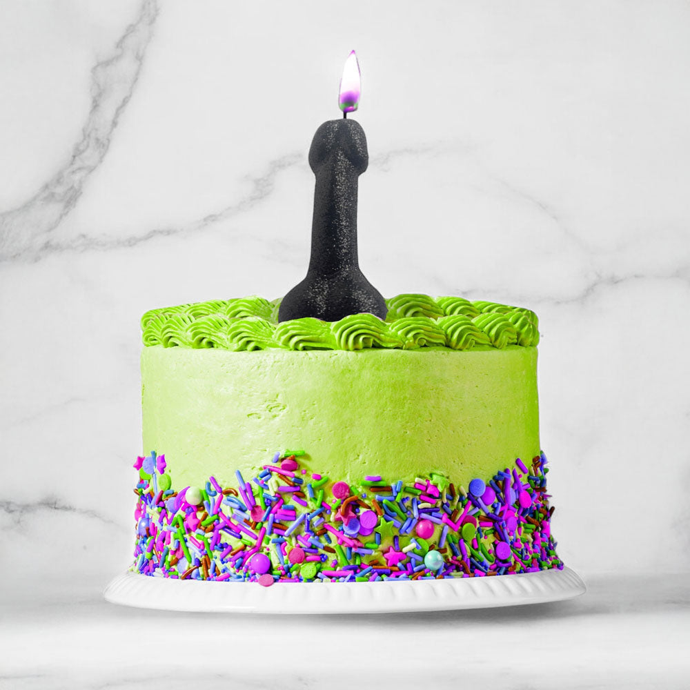 Little Genie | Glitterati Black Glitter Penis Candle - Black 10cm Penis Party Candle