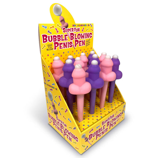 Little Genie | Super Fun Bubble Blowing Penis Pens - Counter Display of 12