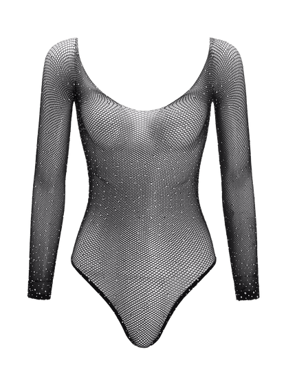 Love In Leather Rhinestone Bodysuit One Size - MULTIPLE COLOURS