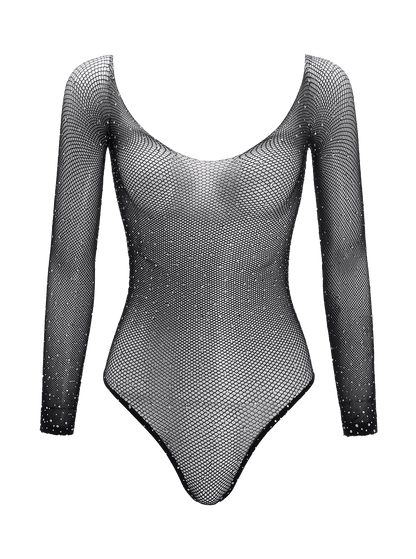 Love In Leather LIN008 Rhinestone Bodysuit One Size - MULTIPLE COLOURS