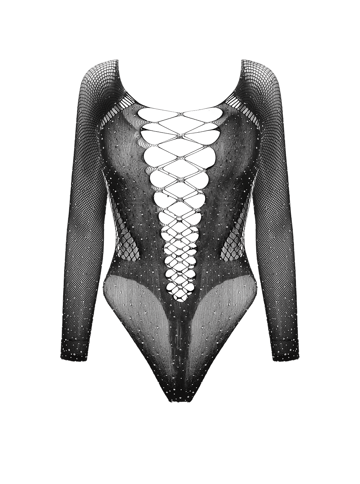 Love In Leather Rhinestone Bodysuit One Size - MULTIPLE COLOURS