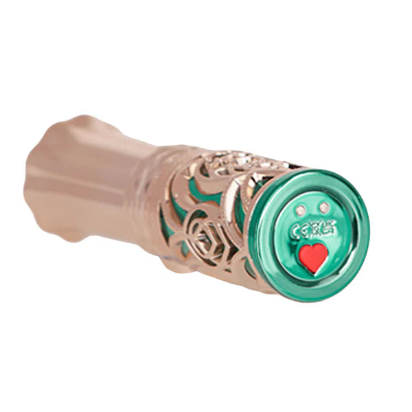 BMS Ruby Kiss 4 in 1 Lipstick Vibrator - Green and Rose Gold